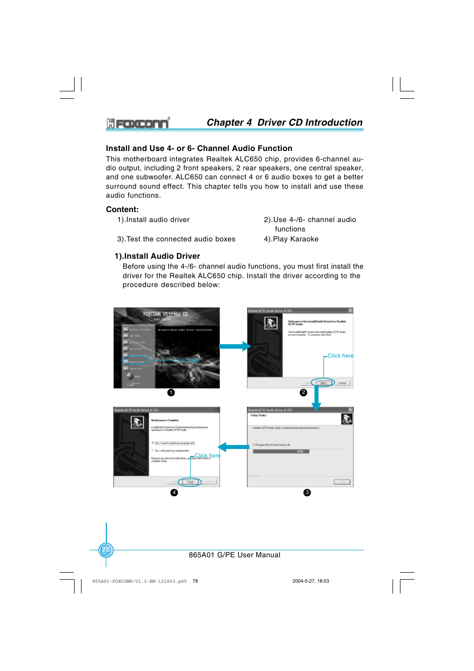 Chapter 4 driver cd introduction | Foxconn 865A01-PE-6EKRS User Manual | Page 86 / 124