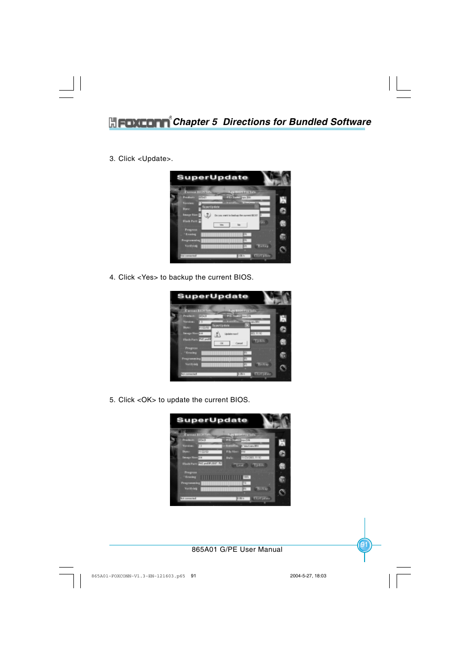 Chapter 5 directions for bundled software | Foxconn 865A01-PE-6EKRS User Manual | Page 99 / 124