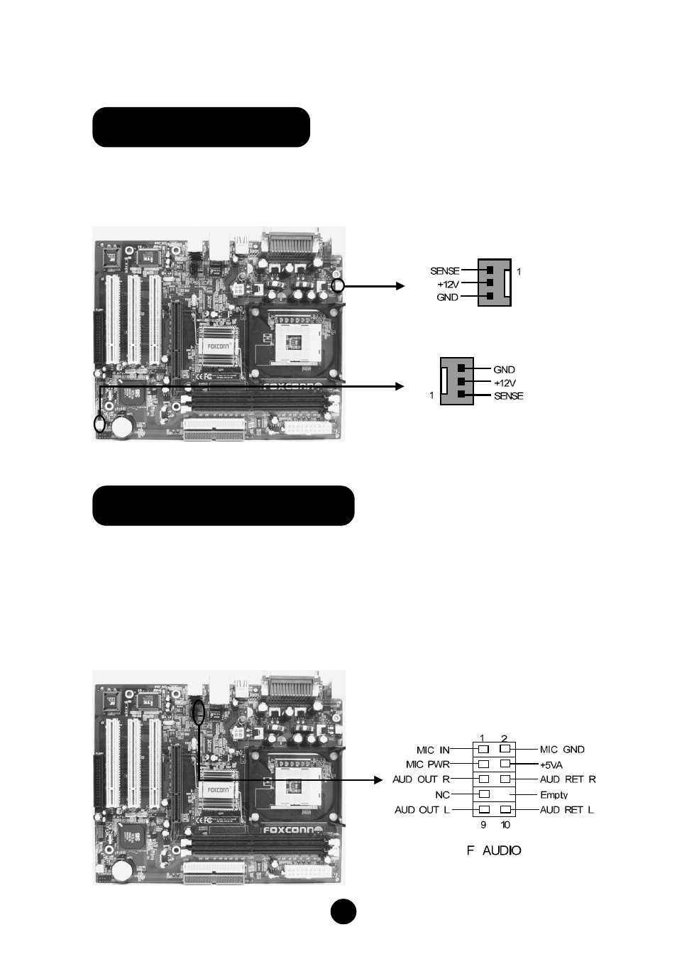 Cpu fan & fan1 4. front audio connector | Foxconn 648FX4MR-ES User Manual | Page 5 / 10