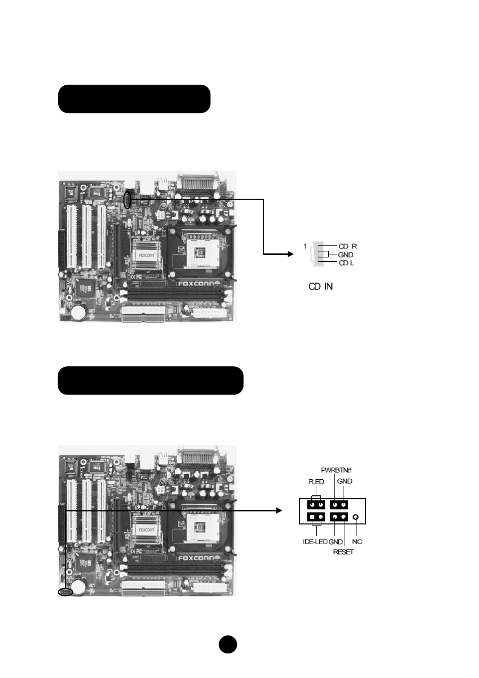 Cd_in connector, Front panel connector | Foxconn 648FX4MR-ES User Manual | Page 6 / 10