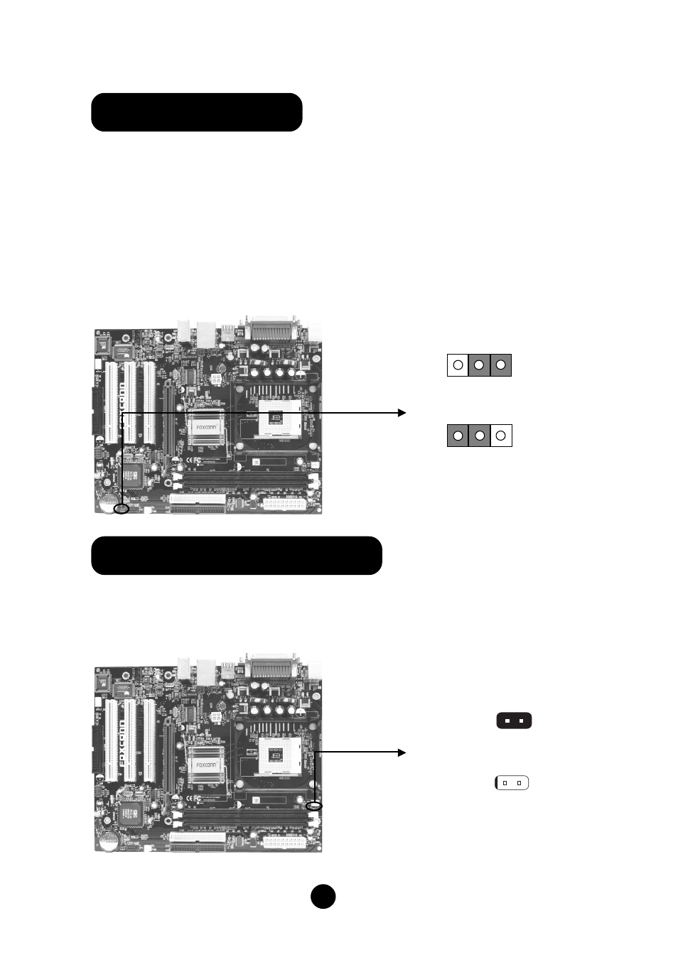 Clear cmos jumper, Cpu model selection jumper | Foxconn 6514MR-ES User Manual | Page 4 / 10