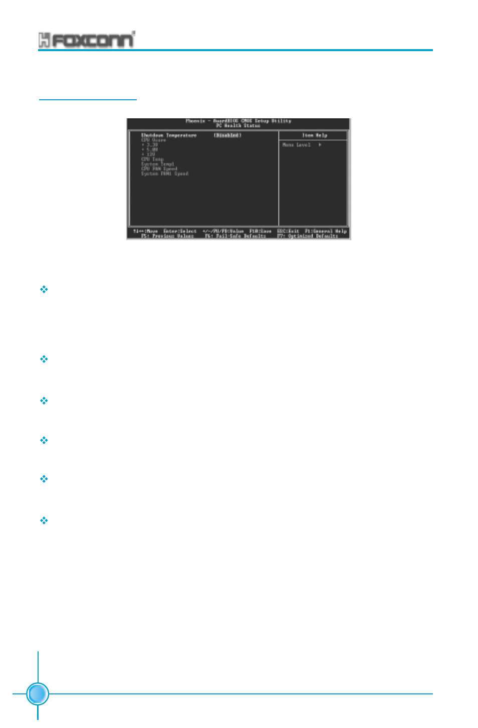 Chapter 3 bios description, Pc health status | Foxconn 655A01-FX-6LRS User Manual | Page 64 / 106