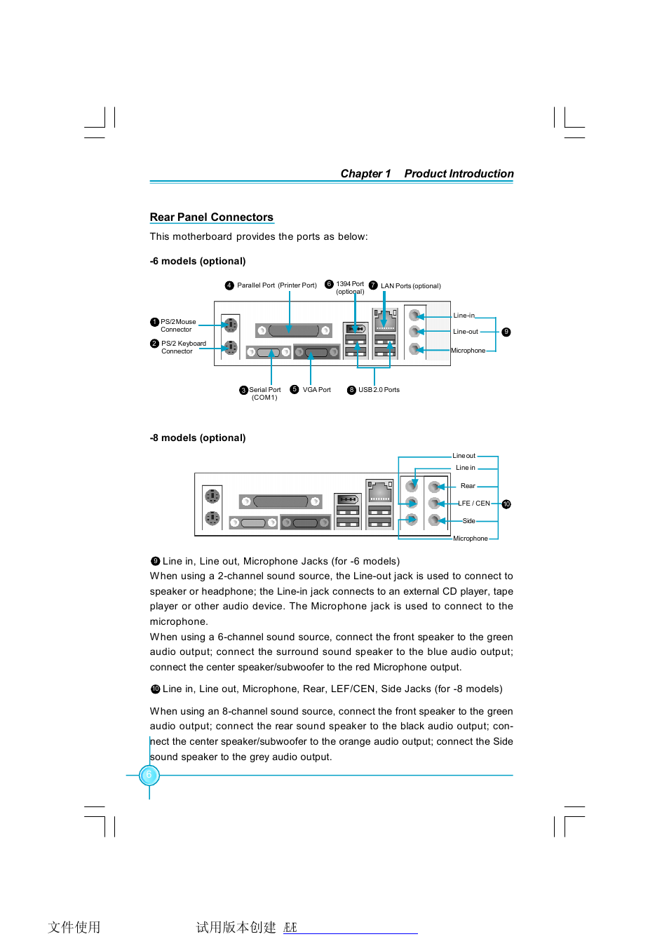 Chapter 1 product introduction, Rear panel connectors | Foxconn RC4107MA-8KRS2 User Manual | Page 13 / 89