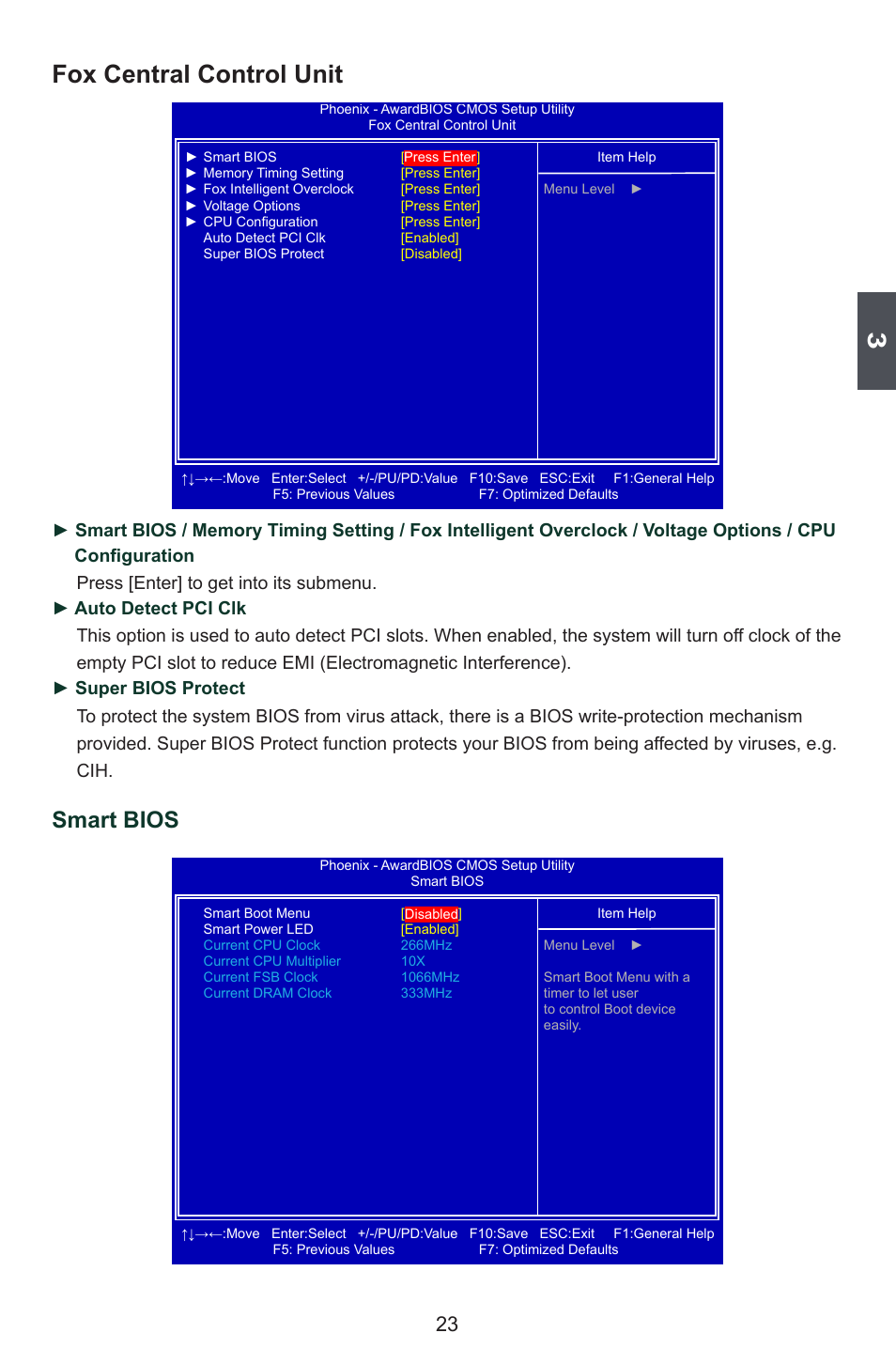 Fox central control unit, Smart bios | Foxconn M7VMX Series User Manual | Page 30 / 107
