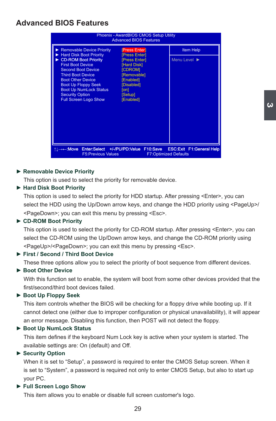 Advanced bios features | Foxconn M7VMX Series User Manual | Page 36 / 107