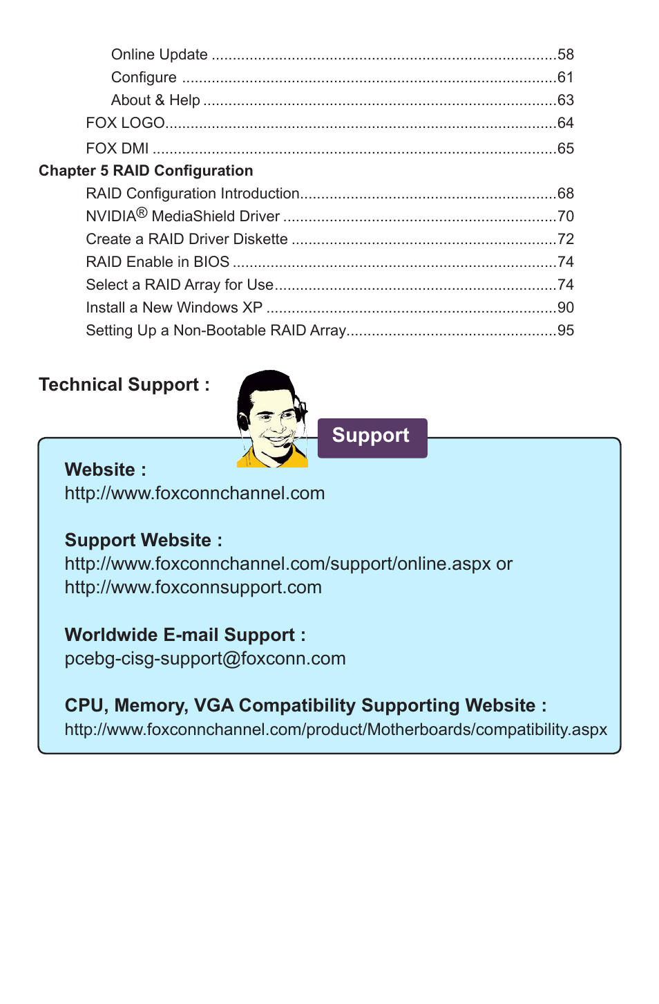 Support | Foxconn M7VMX Series User Manual | Page 7 / 107