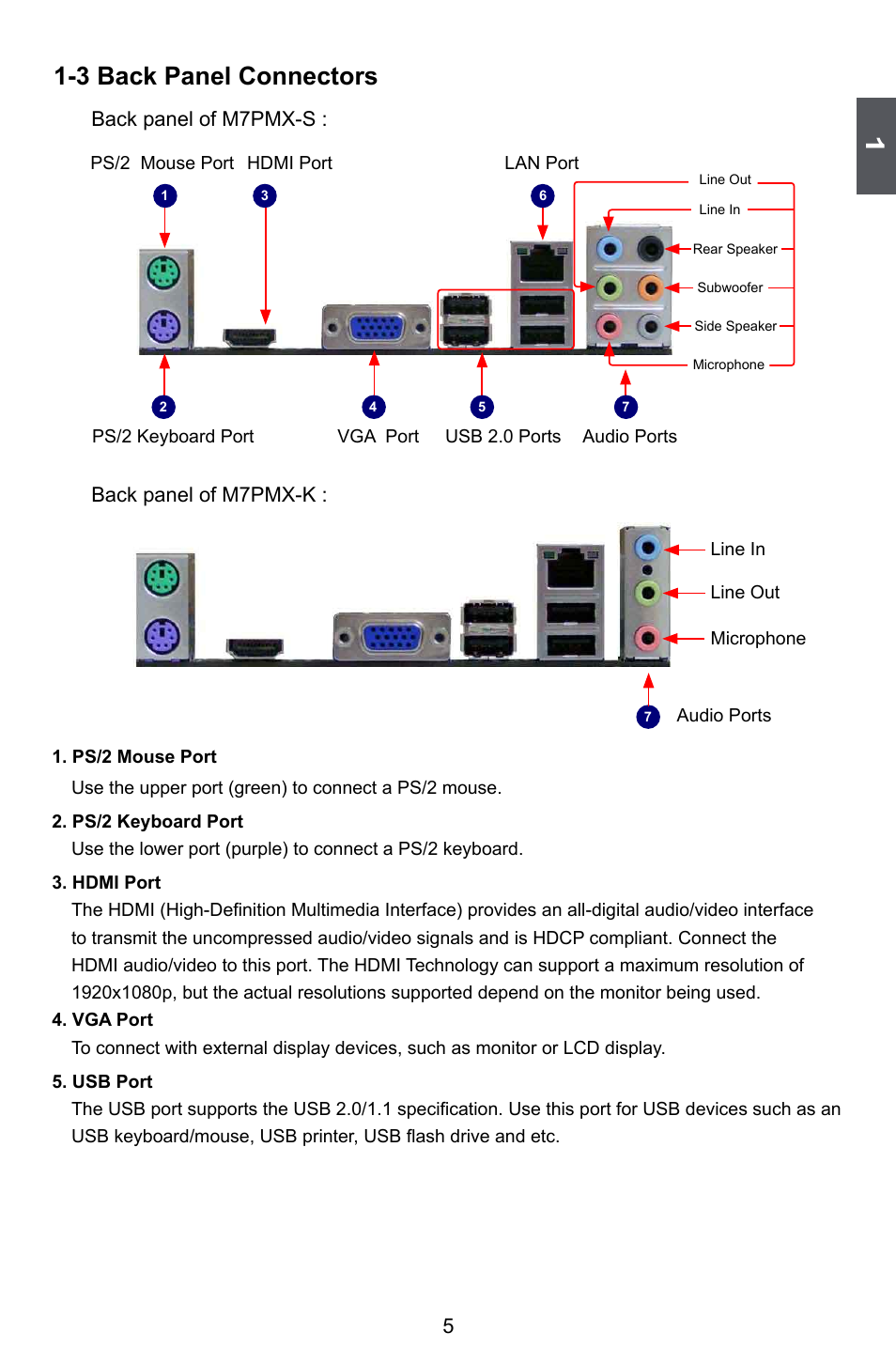 3 back panel connectors | Foxconn M7PMX Series User Manual | Page 12 / 108