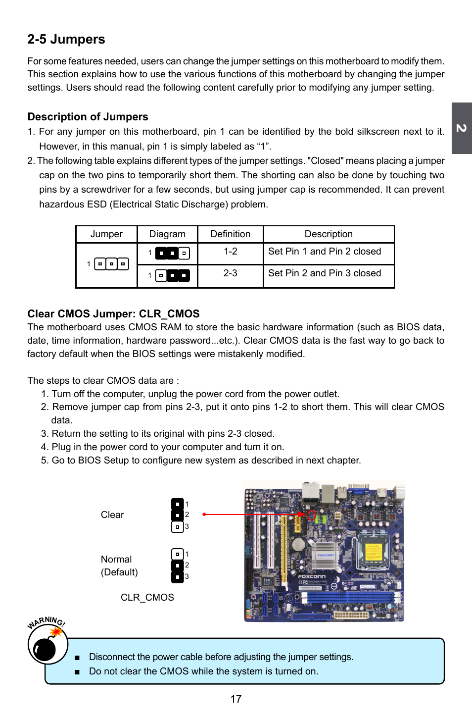 5 jumpers | Foxconn M7PMX Series User Manual | Page 24 / 108