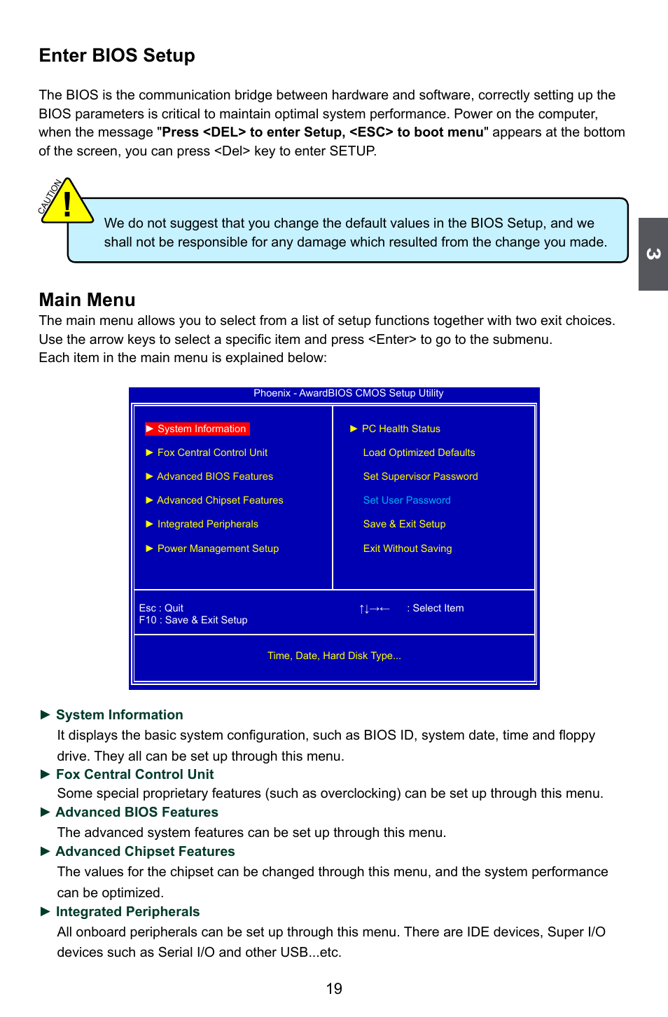 Enter bios setup, Main menu | Foxconn M7PMX Series User Manual | Page 26 / 108