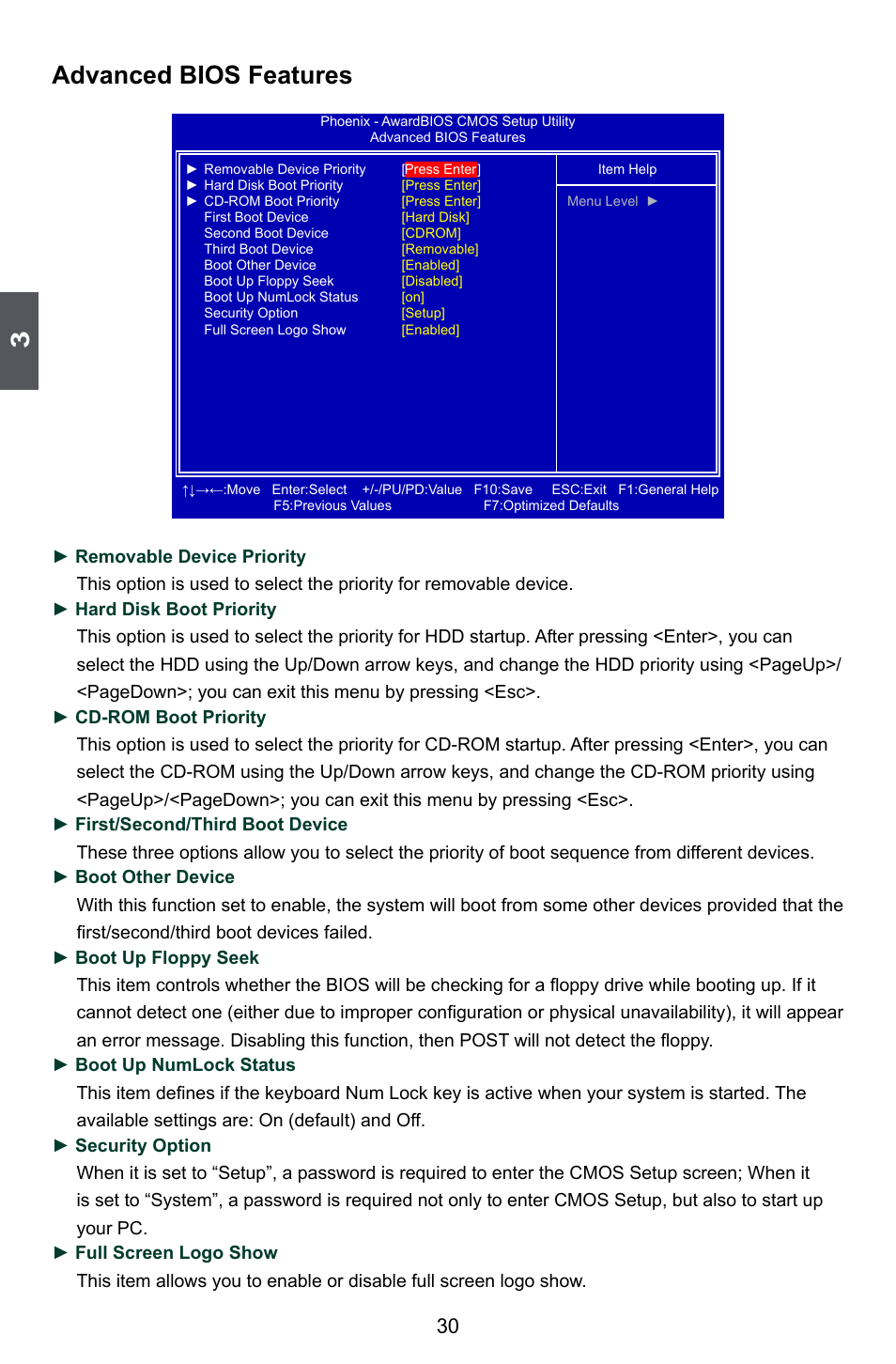 Advanced bios features | Foxconn M7PMX Series User Manual | Page 37 / 108