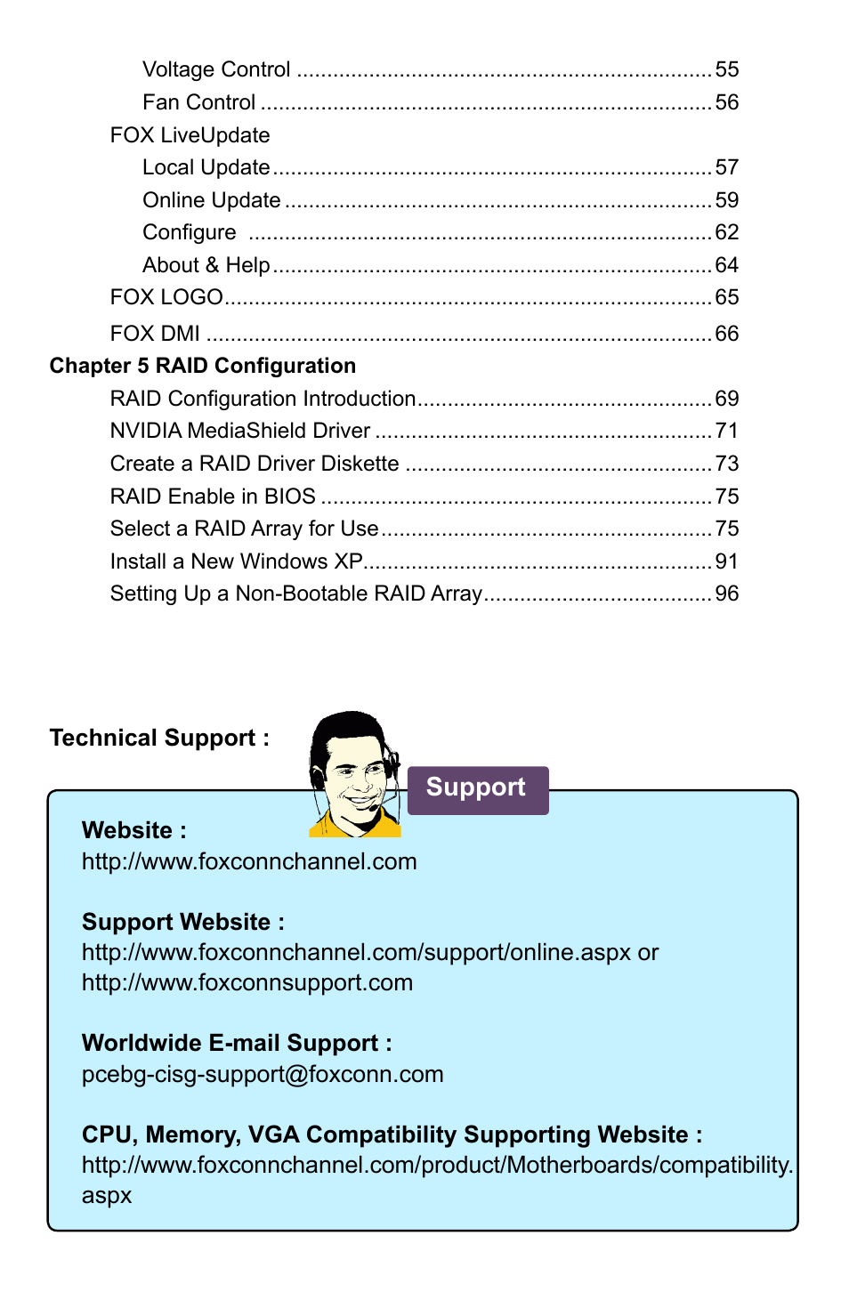 Support | Foxconn M7PMX Series User Manual | Page 7 / 108