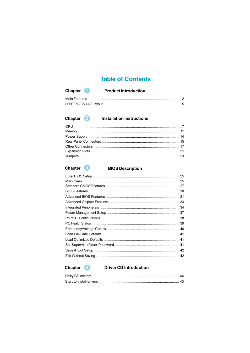 Foxconn 865G7AF-8EKS User Manual | Page 4 / 51