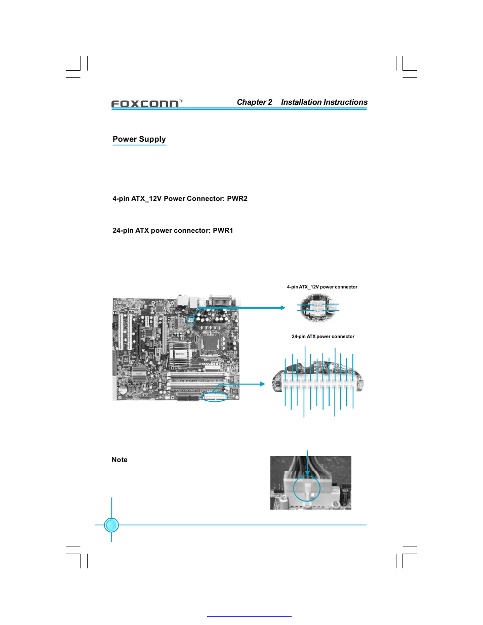 Chapter 2 installation instructions, Power supply | Foxconn 915P7AD-8EKRS User Manual | Page 23 / 110