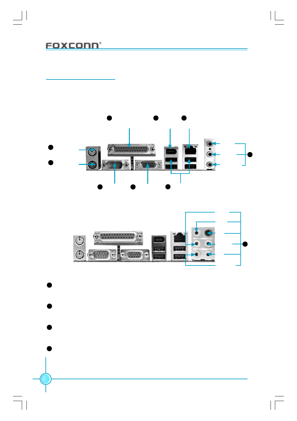 Chapter 2 installation instructions, Rear panel connectors, For -6 models | For -8 models | Foxconn 915P7MC-S User Manual | Page 19 / 55