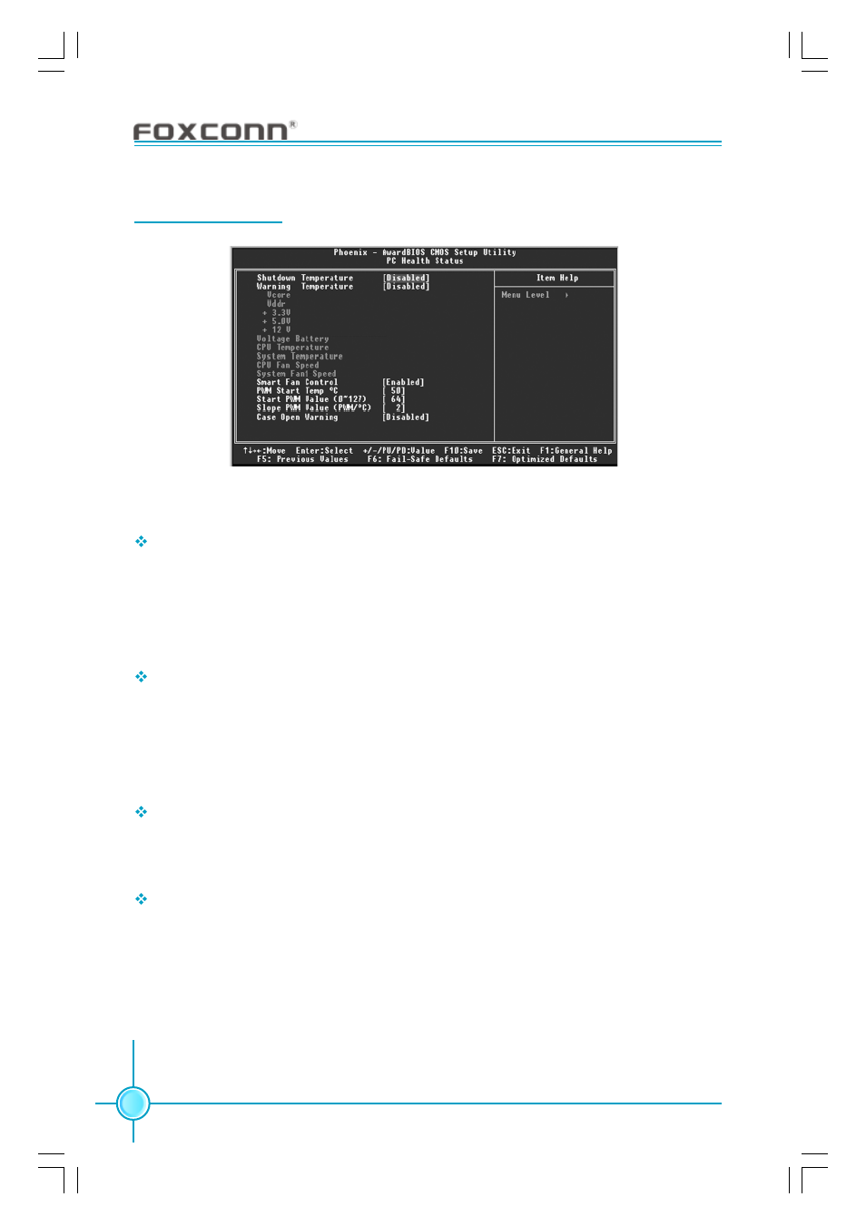 Chapter 3 bios description, Pc health status | Foxconn 915P7MC-S User Manual | Page 47 / 55