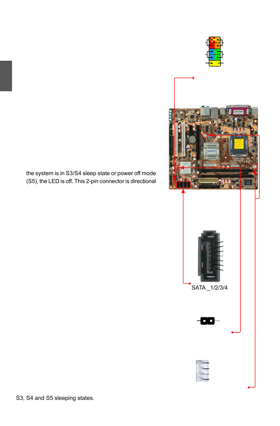 Front panel connector : fp1, Serial ata connectors : sata_1/2/3/4, Chassis intrusion alarm header : intr | Fan headers : cpu_fan, sys_fan2 | Foxconn G31MG Series User Manual | Page 23 / 85