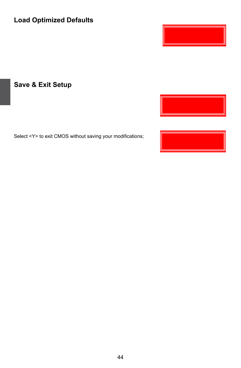 Load optimized defaults, Save & exit setup, Exit without saving | Foxconn G31MG Series User Manual | Page 51 / 85