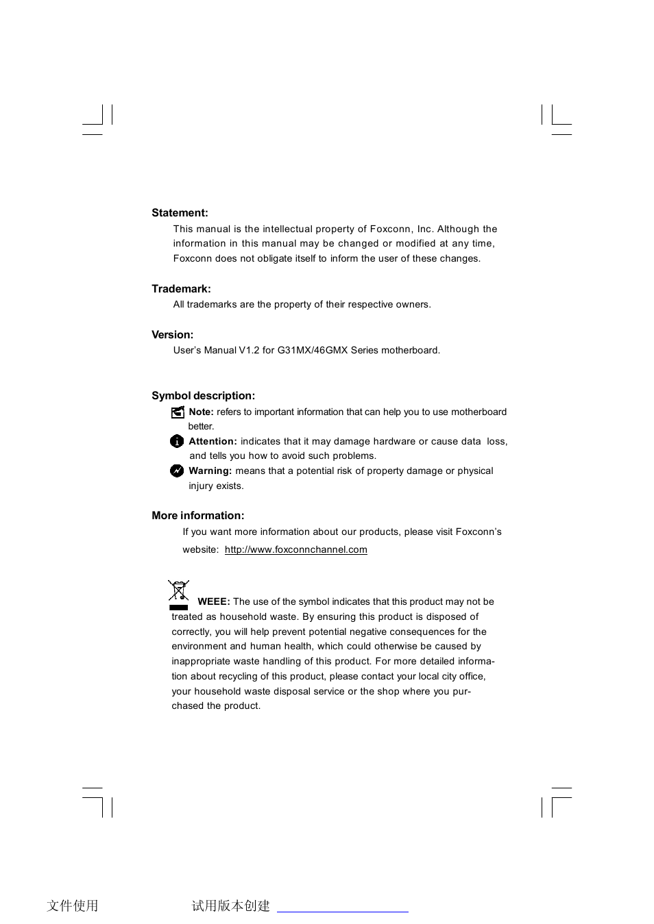 Foxconn G31MX Series User Manual | 47 pages