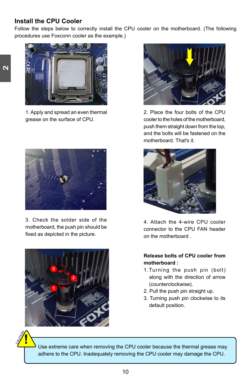 Install the cpu cooler | Foxconn G41AP User Manual | Page 17 / 73