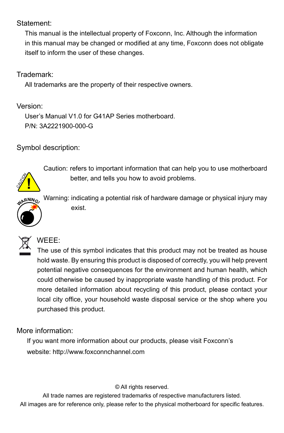 Foxconn G41AP User Manual | Page 2 / 73