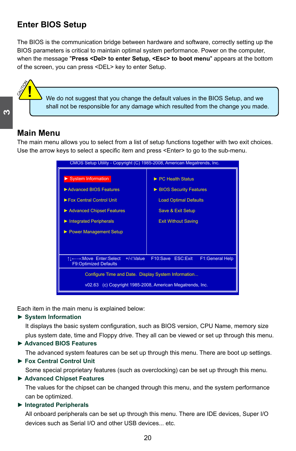 Enter bios setup, Main menu | Foxconn G41AP User Manual | Page 27 / 73