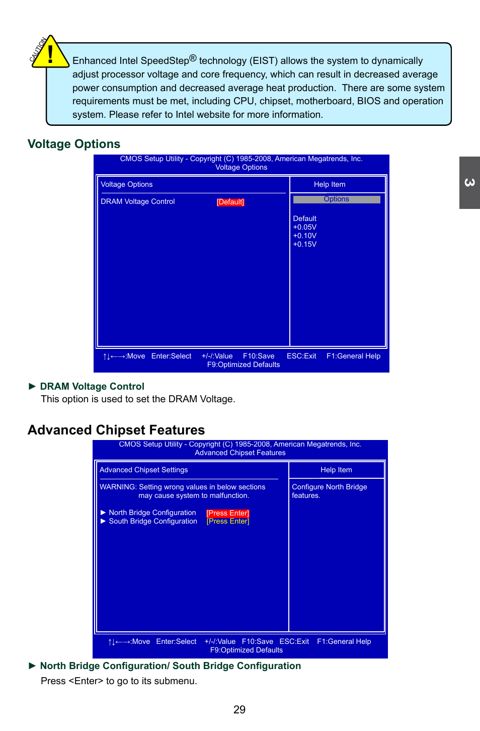 Advanced chipset features, Voltage options | Foxconn G41AP User Manual | Page 36 / 73