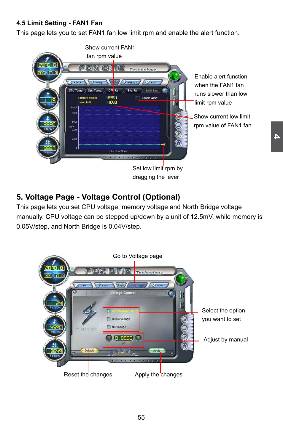 Voltage page - voltage control (optional) | Foxconn G41AP User Manual | Page 62 / 73