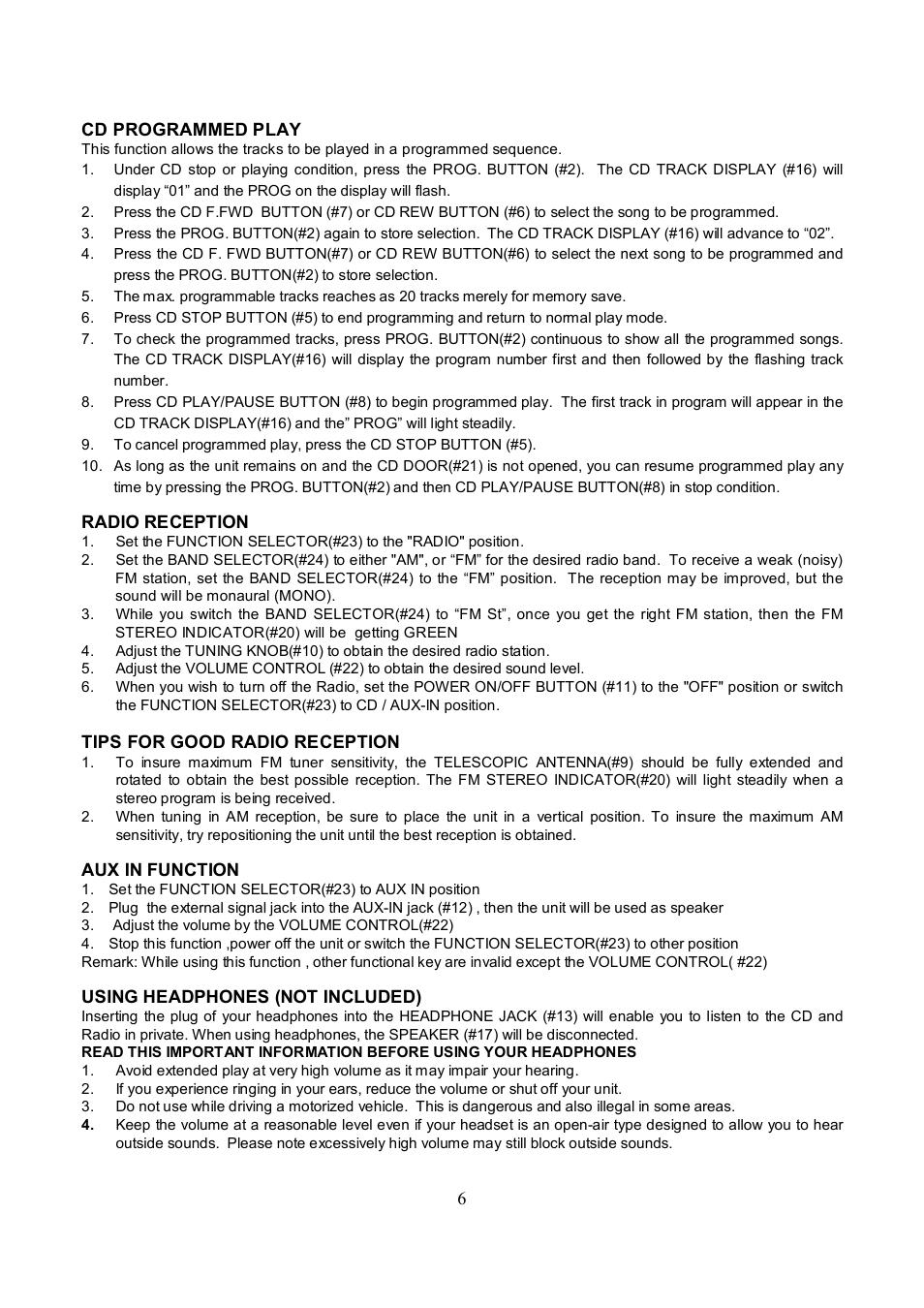 Power source | Curtis RCD224UK User Manual | Page 7 / 8