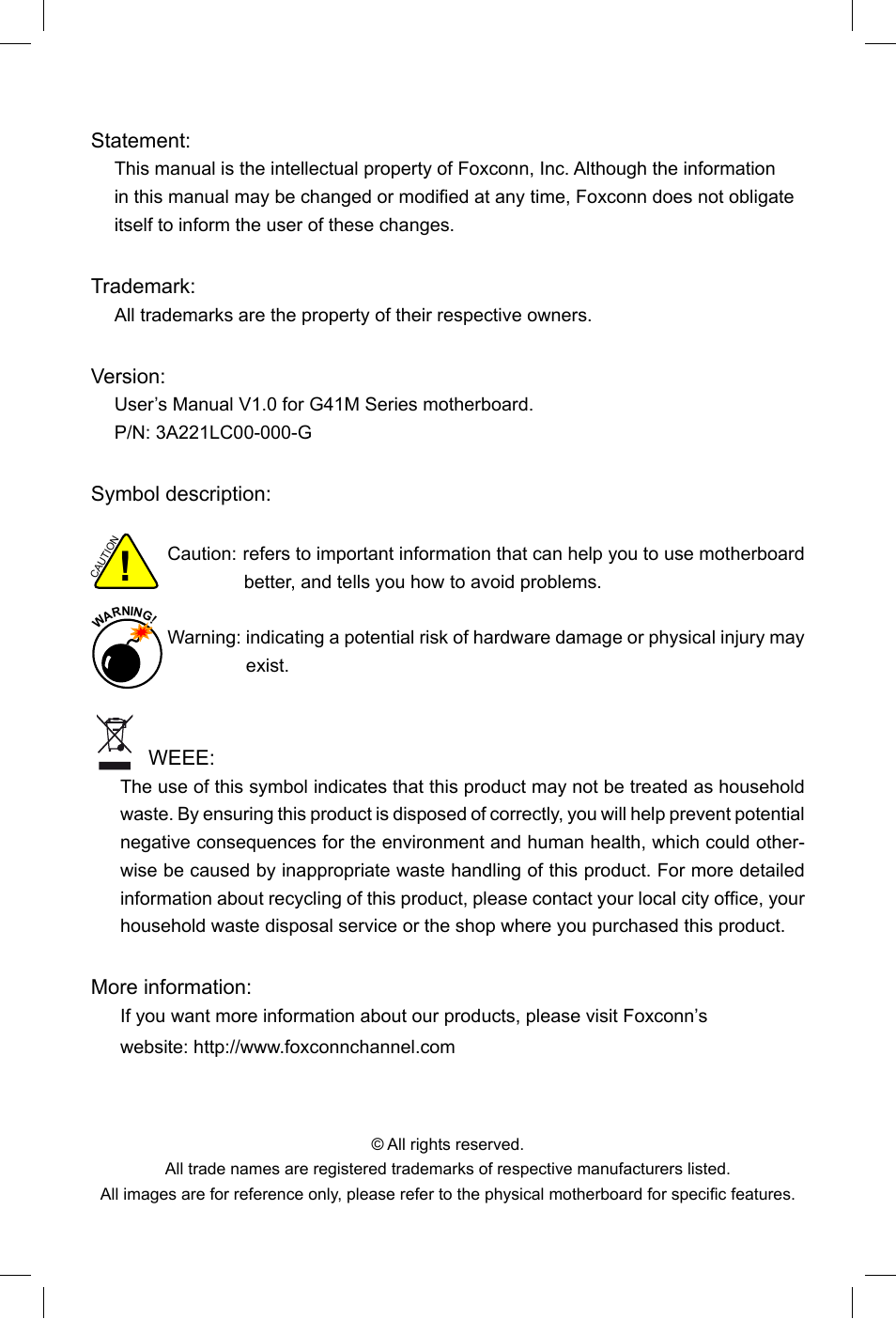 Foxconn G41M Series User Manual | Page 2 / 75