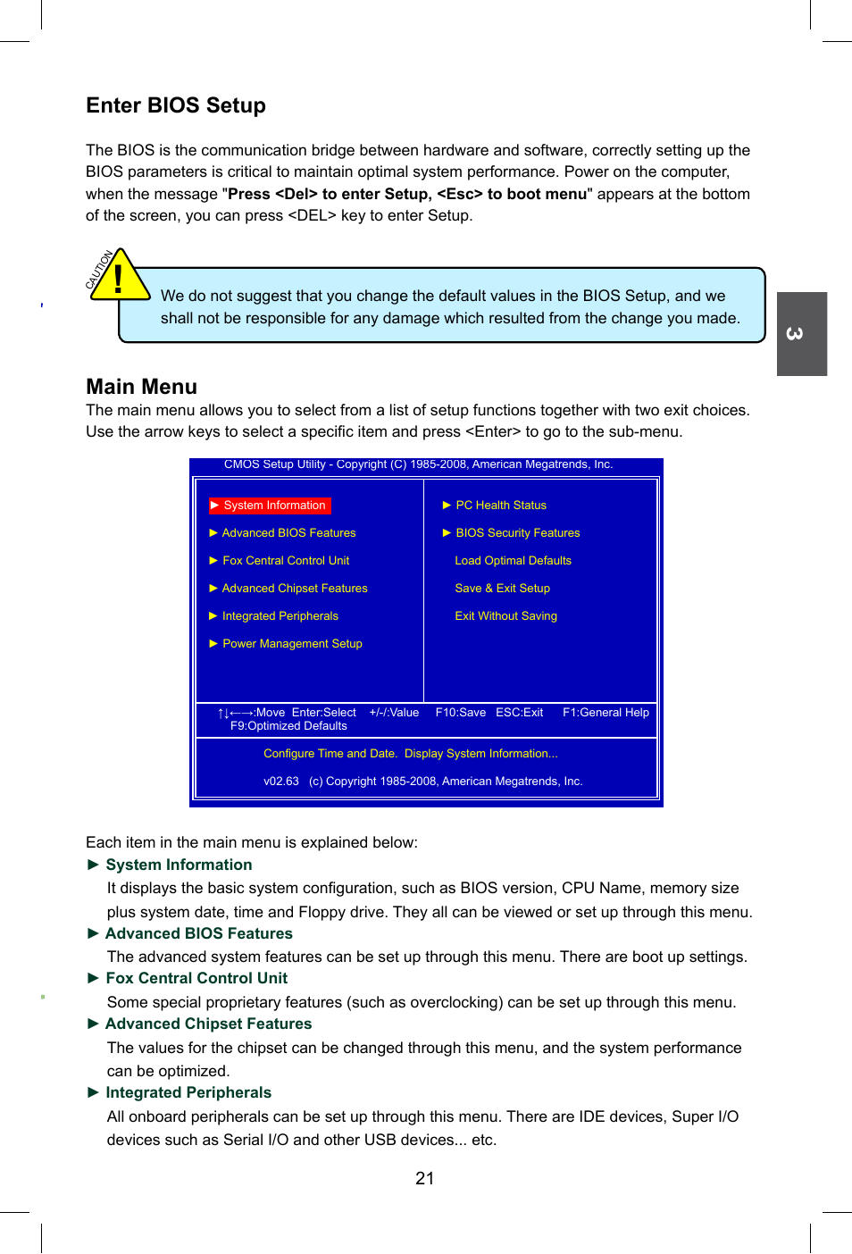 Enter bios setup, Main menu | Foxconn G41M Series User Manual | Page 28 / 75