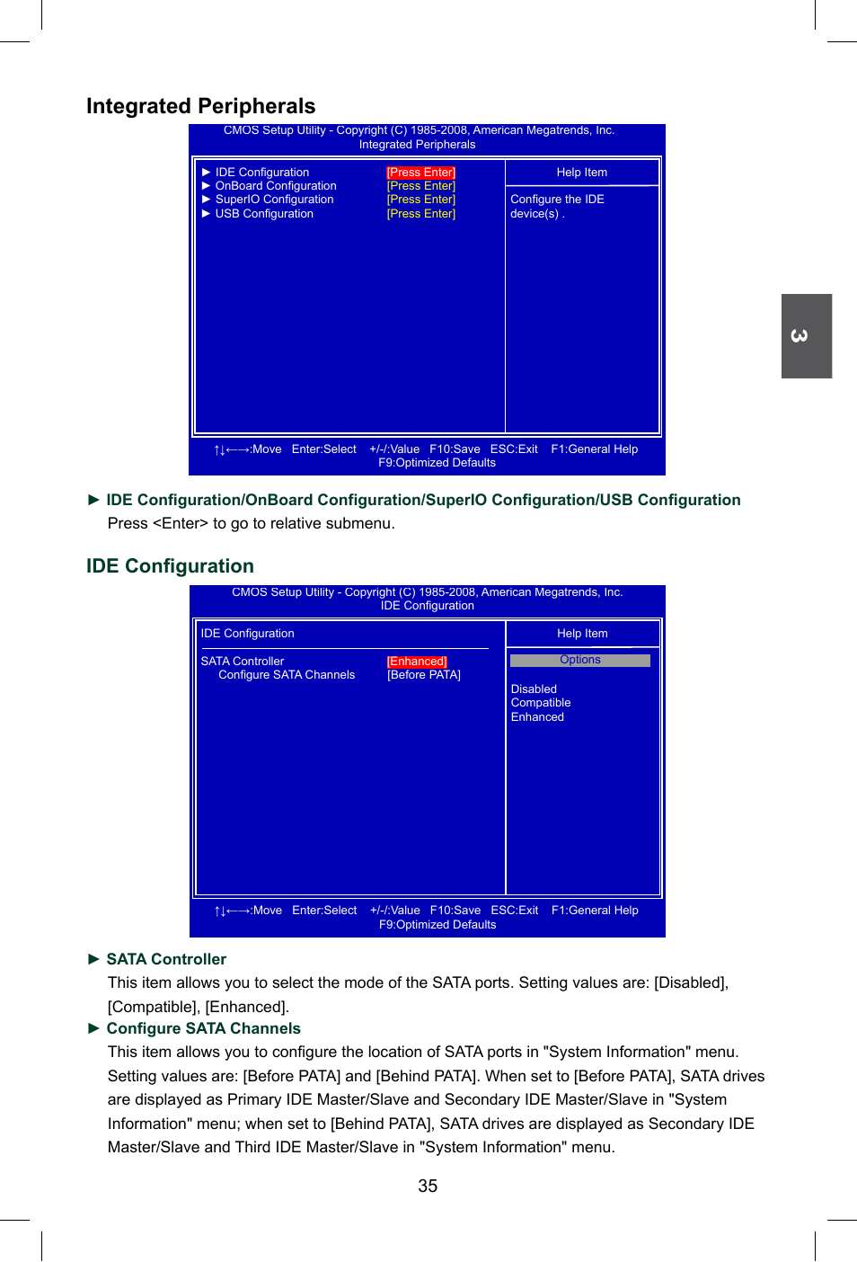 Integrated peripherals, Ide configuration | Foxconn G41M Series User Manual | Page 42 / 75