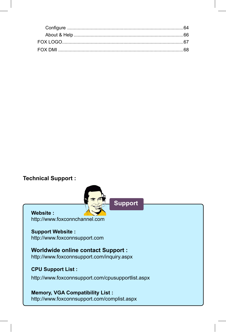 Support | Foxconn G41M Series User Manual | Page 7 / 75