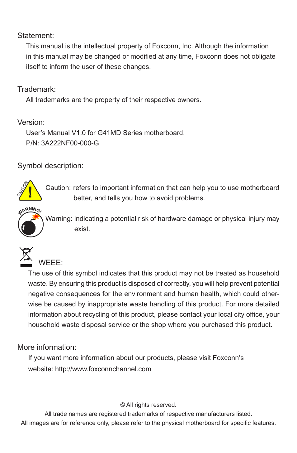 Foxconn G41MD Series User Manual | Page 2 / 51