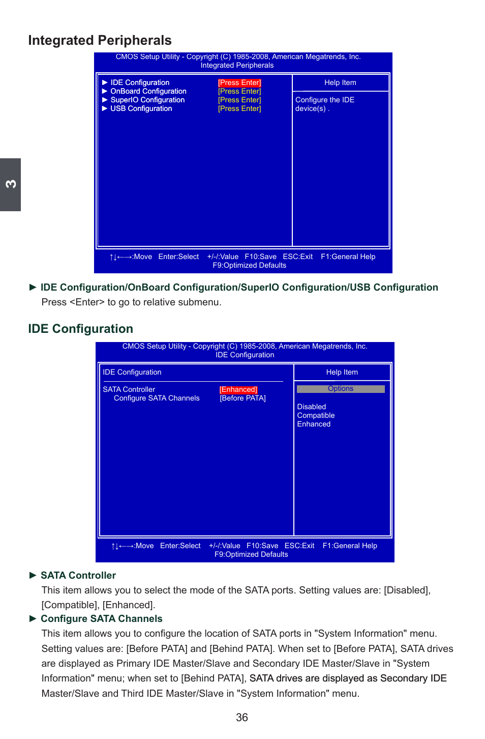 Integrated peripherals, Ide configuration | Foxconn G41MD Series User Manual | Page 43 / 51