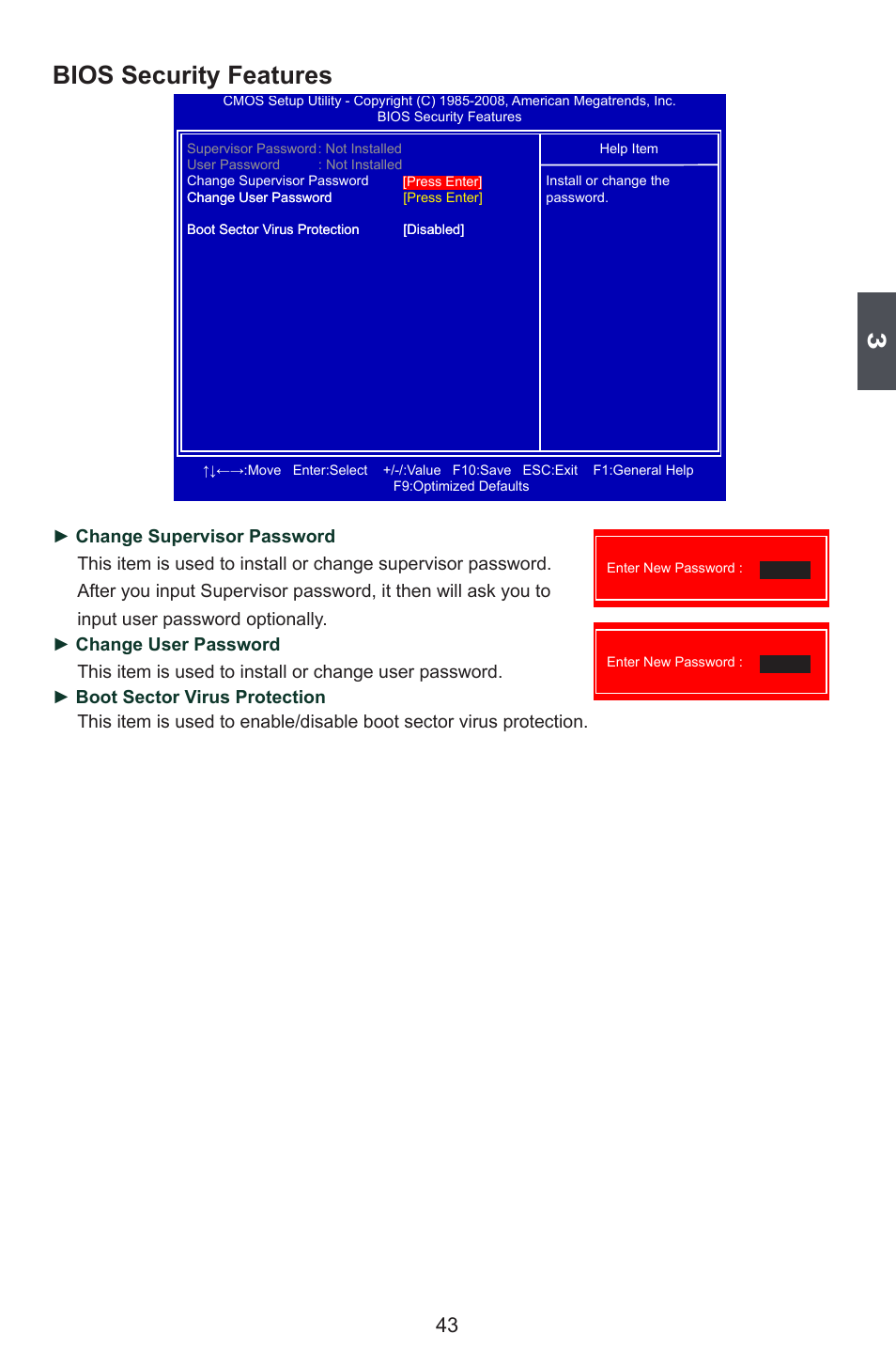 Bios security features | Foxconn G41MD Series User Manual | Page 50 / 51