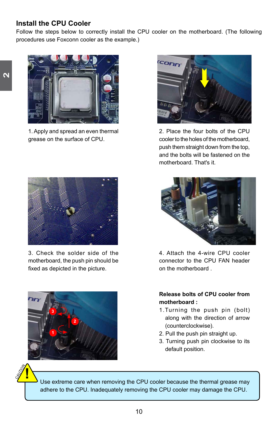 Install the cpu cooler | Foxconn G41MXP User Manual | Page 17 / 74