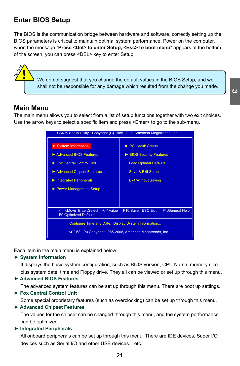 Enter bios setup, Main menu | Foxconn G41MXP User Manual | Page 28 / 74