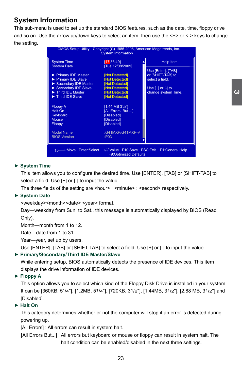 System information, 2mb, 5, 720kb, 3 | 44mb, 3, 88 mb, 3 | Foxconn G41MXP User Manual | Page 30 / 74