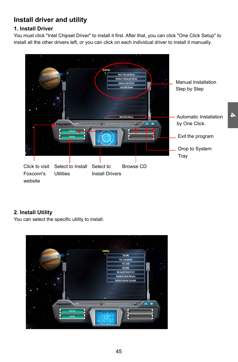 Install driver and utility | Foxconn G41MXP User Manual | Page 52 / 74