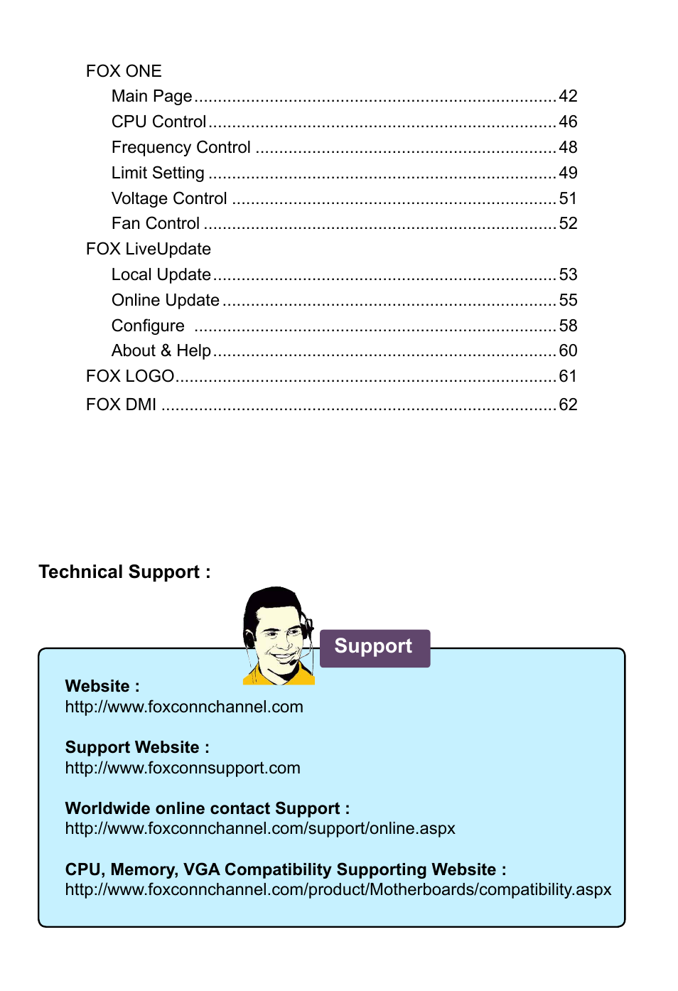 Support | Foxconn G41S User Manual | Page 7 / 69