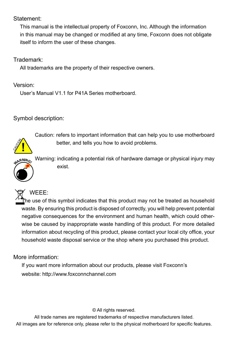 Foxconn P41A-G User Manual | Page 2 / 72