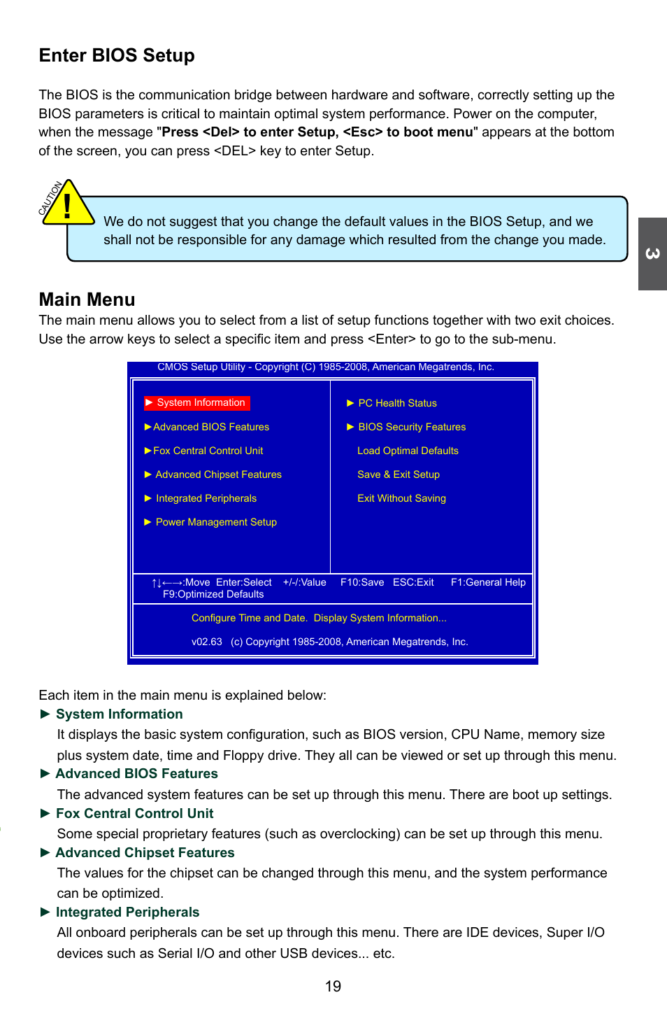 Enter bios setup, Main menu | Foxconn P41A-G User Manual | Page 26 / 72