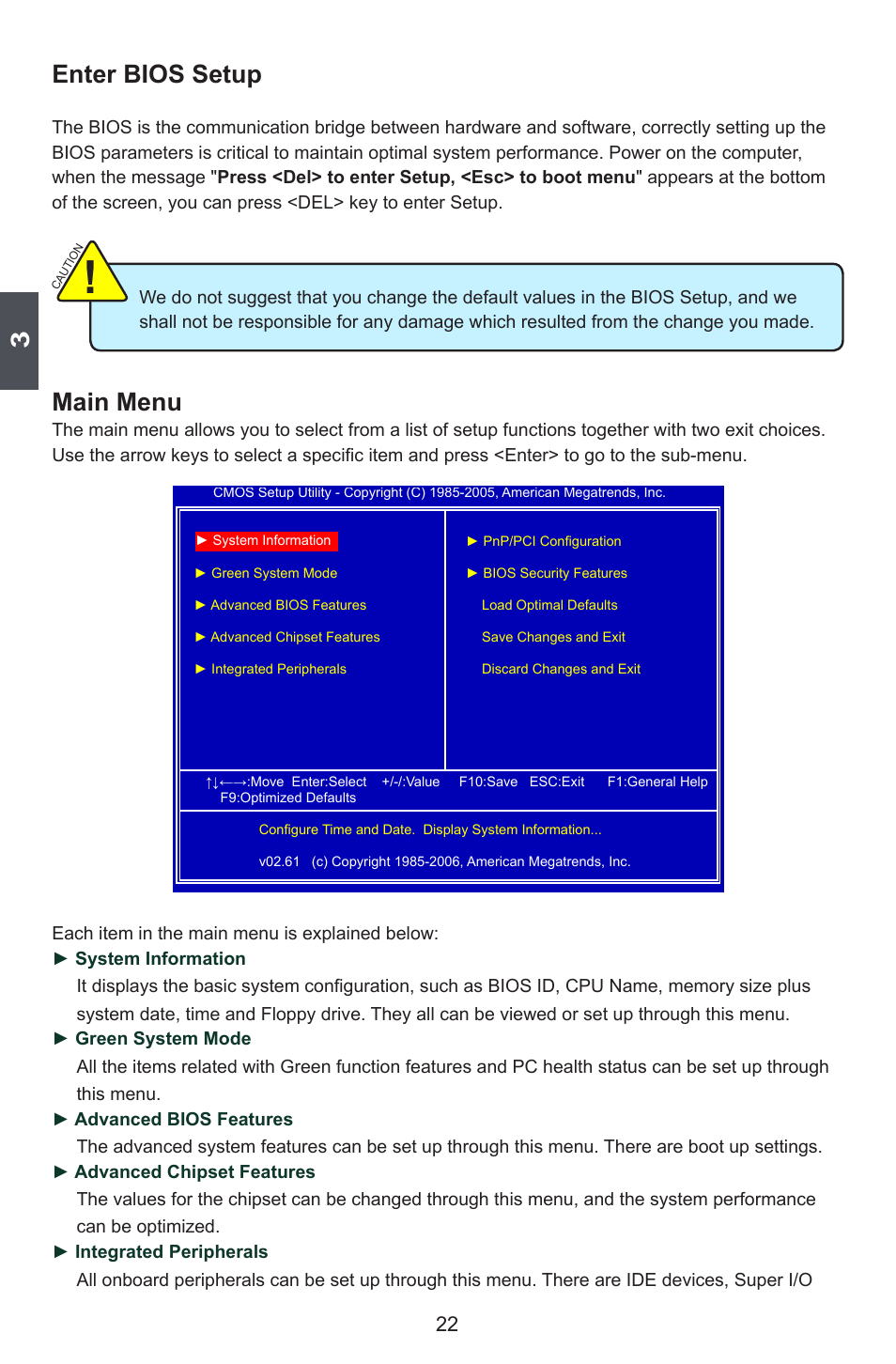 Enter bios setup, Main menu | Foxconn G45MG User Manual | Page 29 / 124