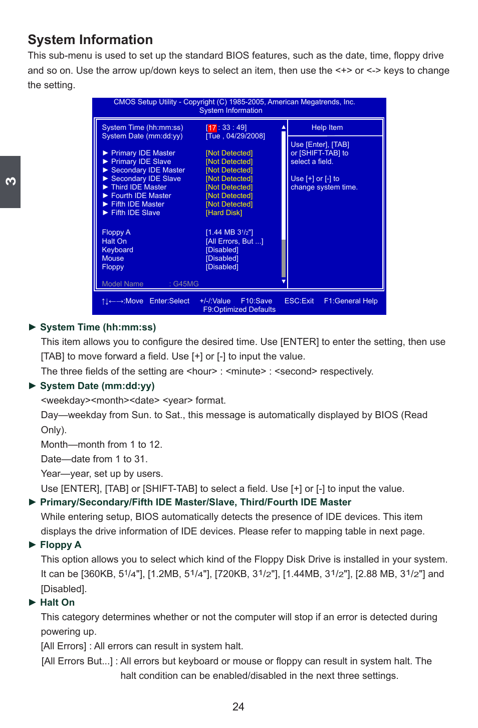 System information, 2mb, 5, 720kb, 3 | 44mb, 3, 88 mb, 3 | Foxconn G45MG User Manual | Page 31 / 124