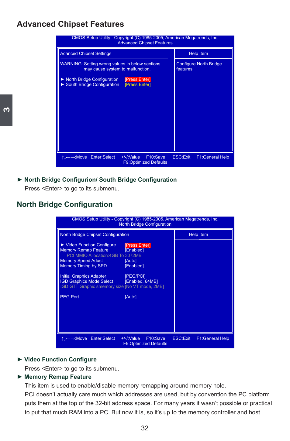 Advanced chipset features, North bridge configuration | Foxconn G45MG User Manual | Page 39 / 124