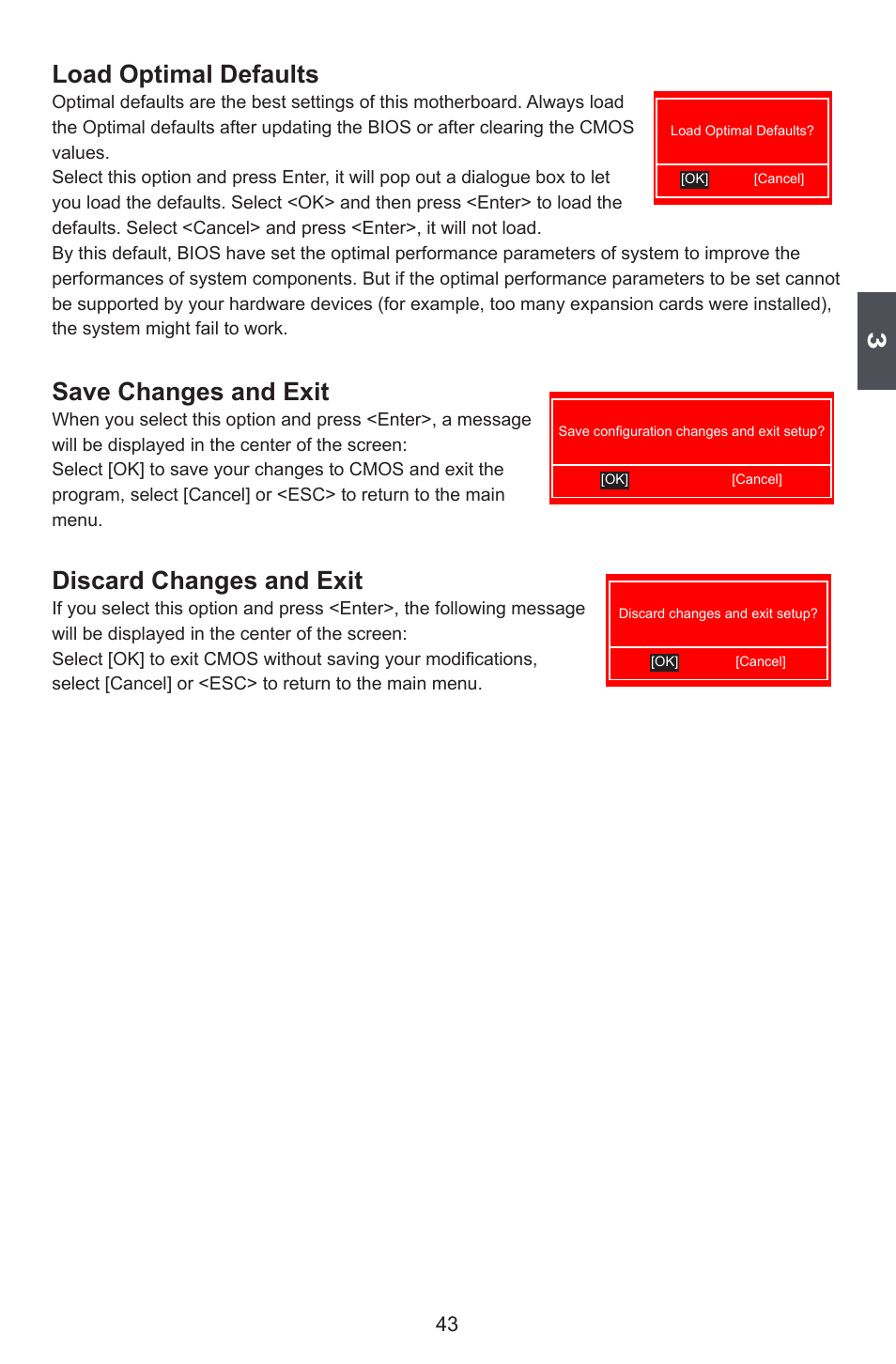 Load optimal defaults, Save changes and exit, Discard changes and exit | Foxconn G45MG User Manual | Page 50 / 124