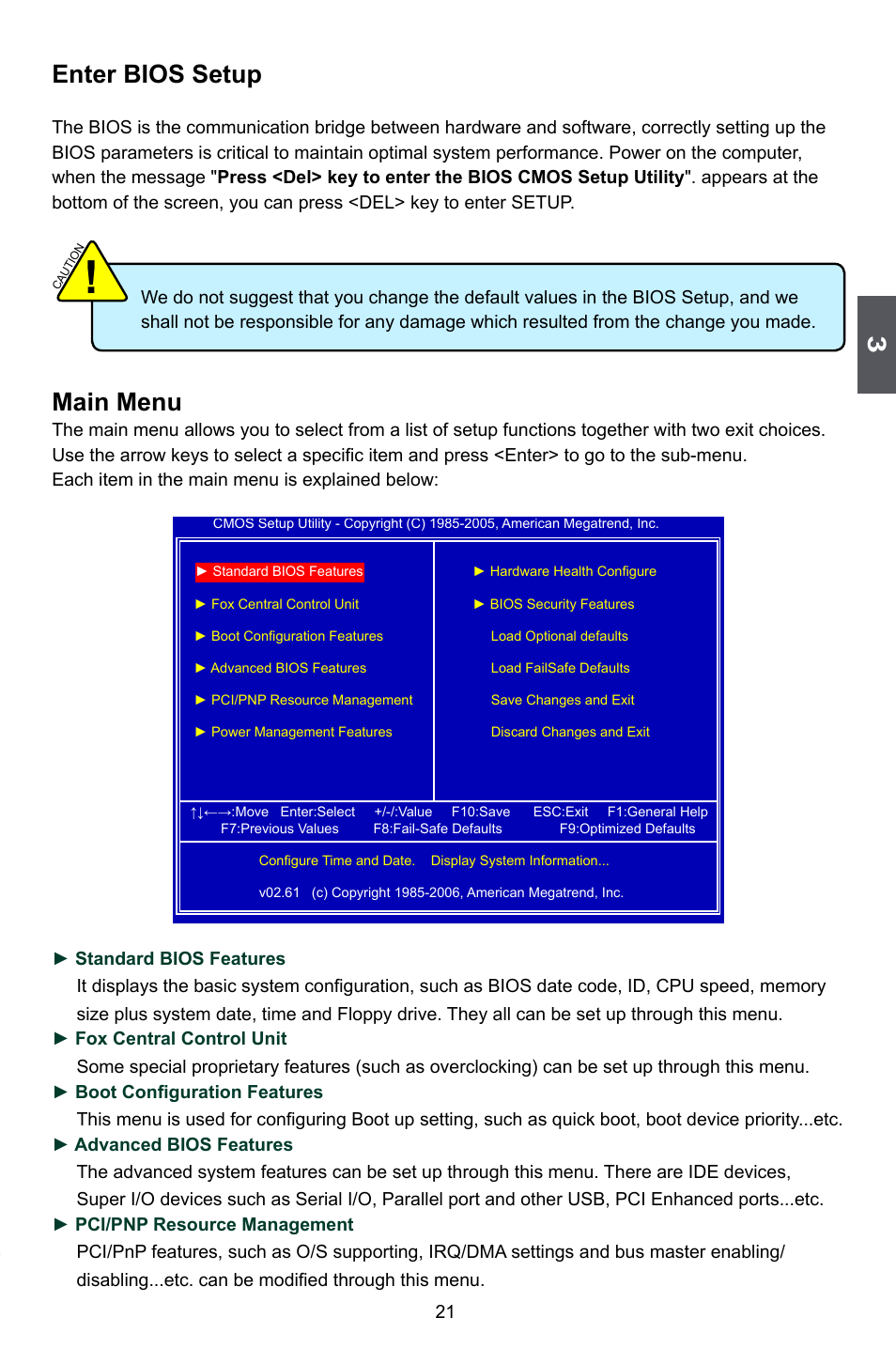 Enter bios setup, Main menu | Foxconn P35A User Manual | Page 28 / 117