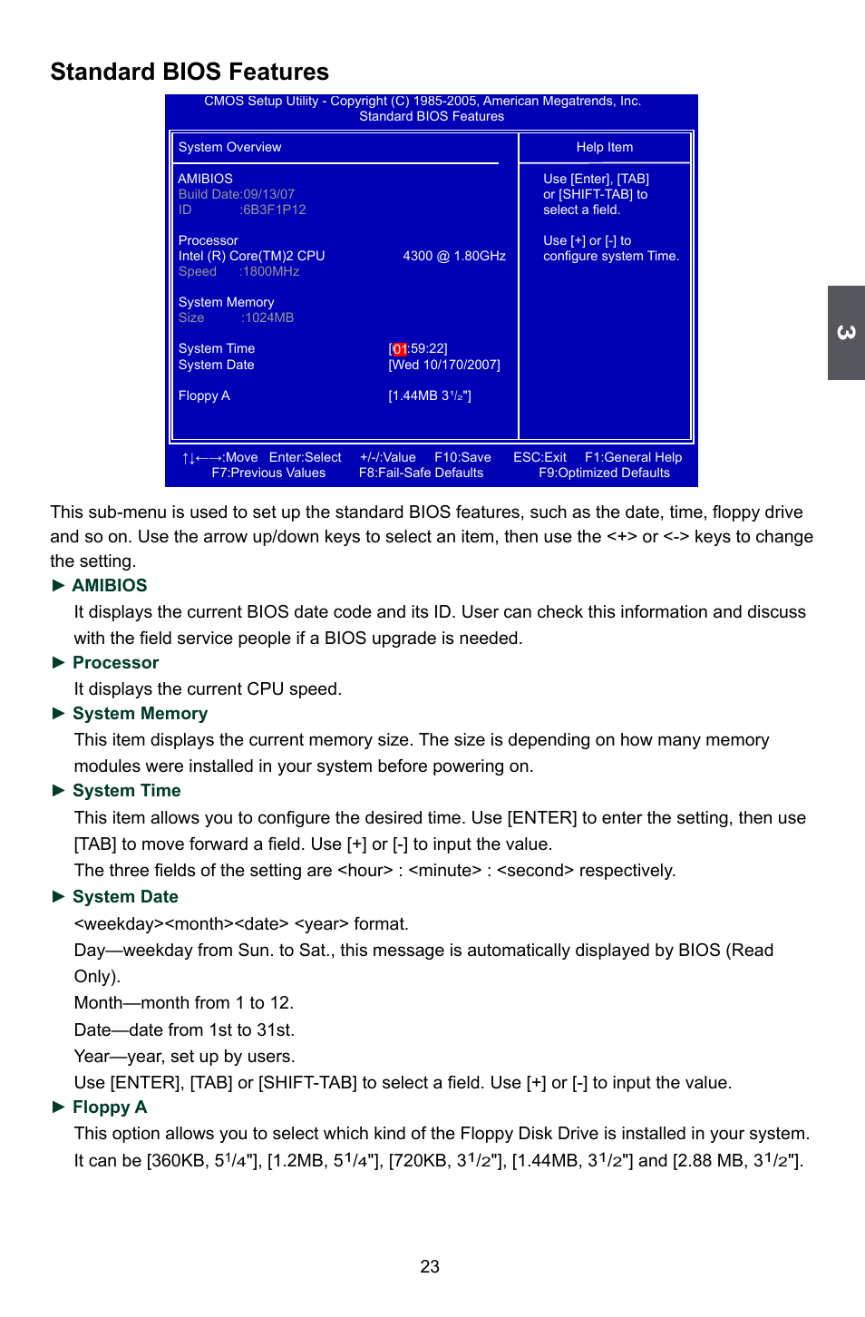 Standard bios features, 2mb, 5, 720kb, 3 | 44mb, 3, And [2.88 mb, 3 | Foxconn P35A User Manual | Page 30 / 117