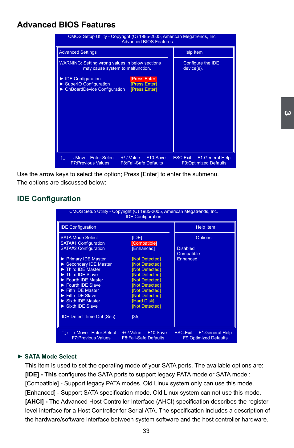 Advanced bios features, Ide configuration | Foxconn P35A User Manual | Page 40 / 117