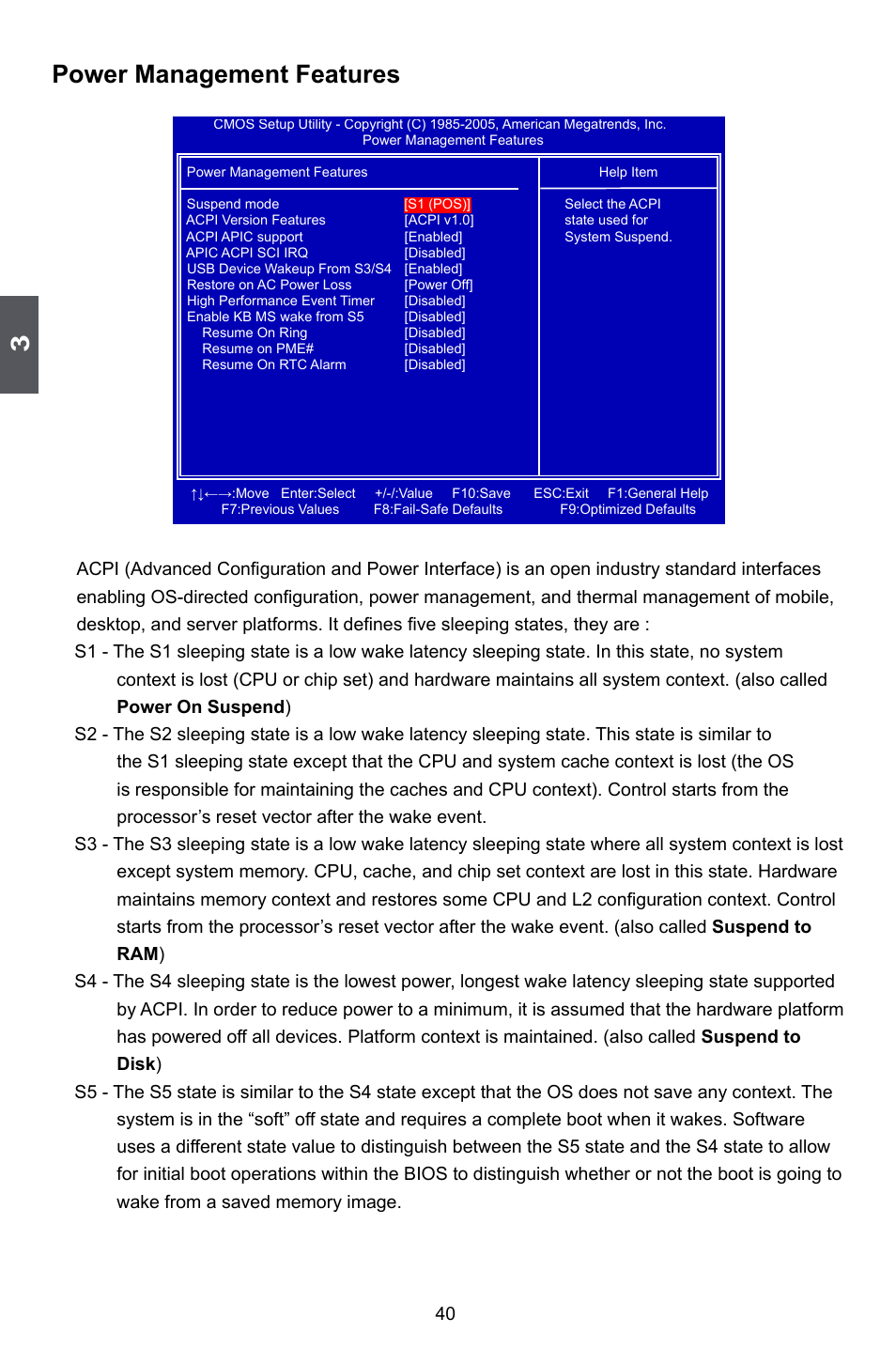 Power management features | Foxconn P35A User Manual | Page 47 / 117